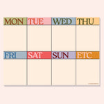 A4 Scandi Weekly Planner Pad by Good Tuesday, pared-back design with a Monday to Sunday layout