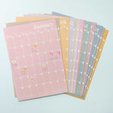 A4 Monthly Undated Wall Planner | 12 Pages | Pastels