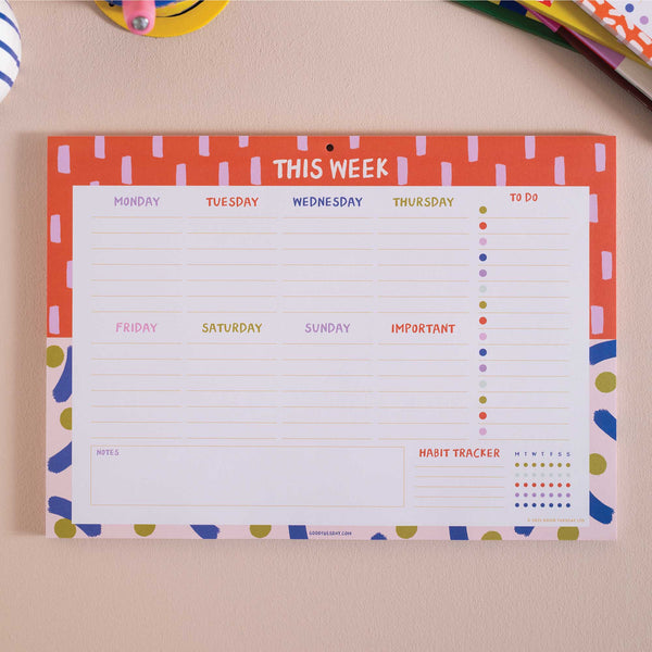 a4 planner pad. colourful desk pad. recycled paper planner. Monthly planner. weekly schedule