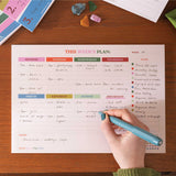 Bright, bold weekly layout with space for notes and priorities