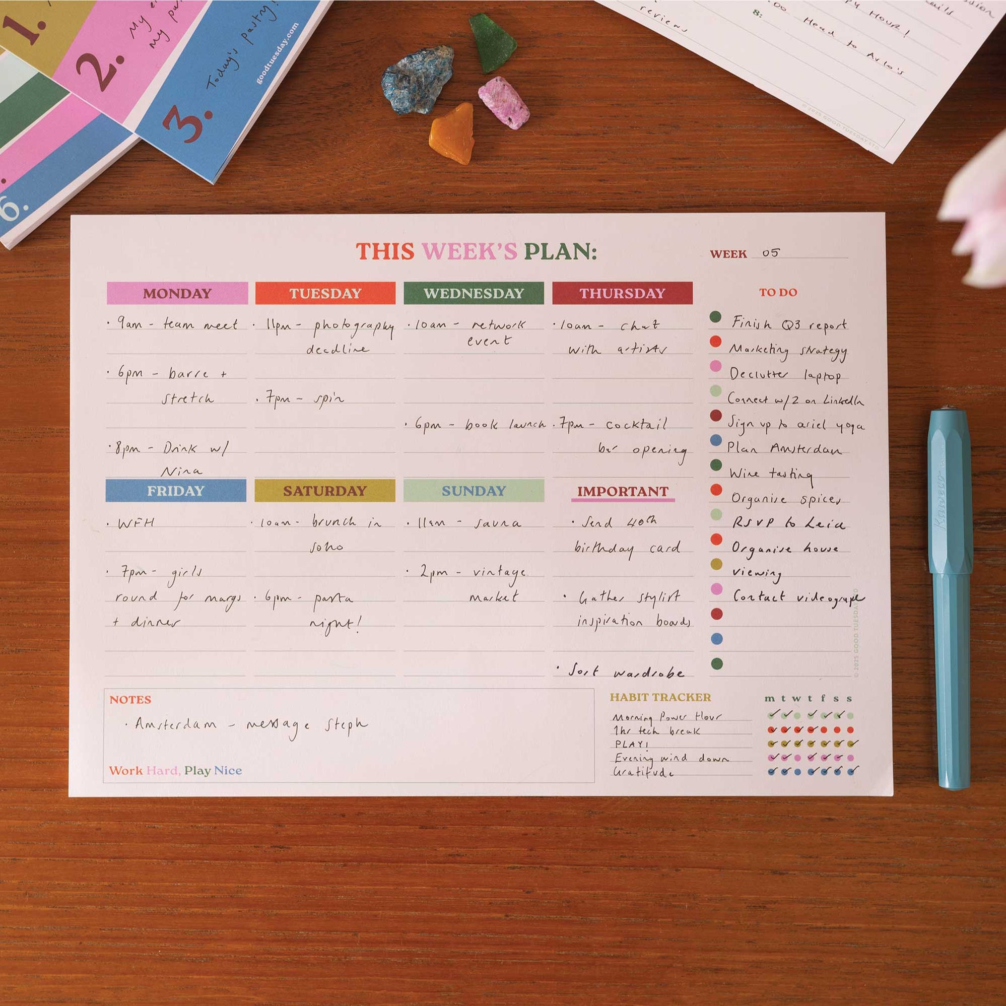 A4 Planner Pad – Work Hard, Play Nice | Good Tuesday