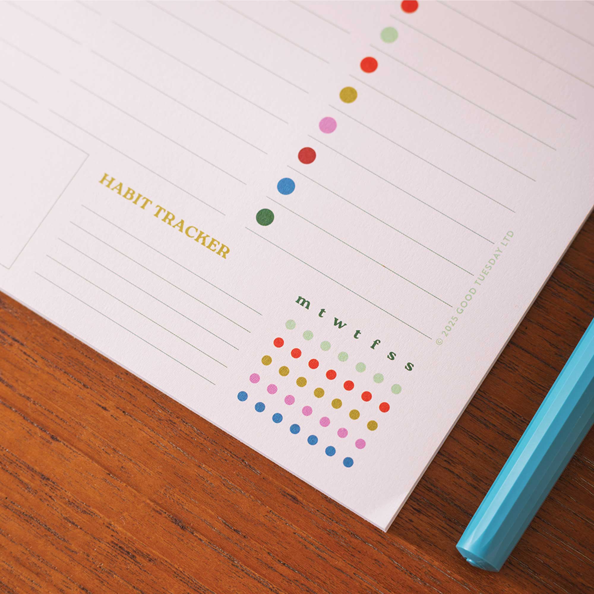 Eco-conscious A4 desk planner pad for home, office or school use - with habit tracker