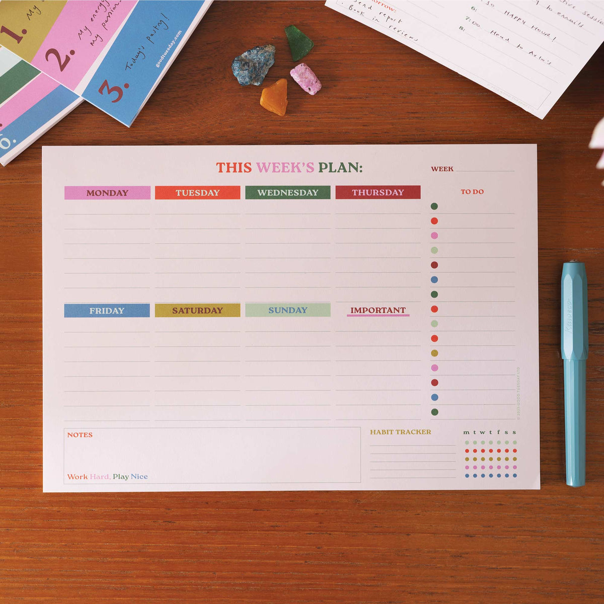 A4 Weekly Planner Pad Work Hard Play Nice