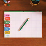 A4 weekly and monthly planner pad in bold Work Hard Play Nice design