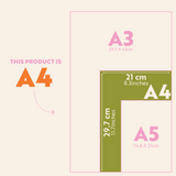 Size guide for the 2027 Design Museum Calendar, Bold Type, A4, showing dimensions 21 x 29.7cm (8.3 x 11.7 inches)