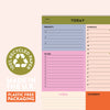 a5 daily planner pad. daily schedule. recycled paper planner. to do list.