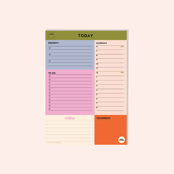 a5 daily planner pad. daily schedule. recycled paper planner. to do list.