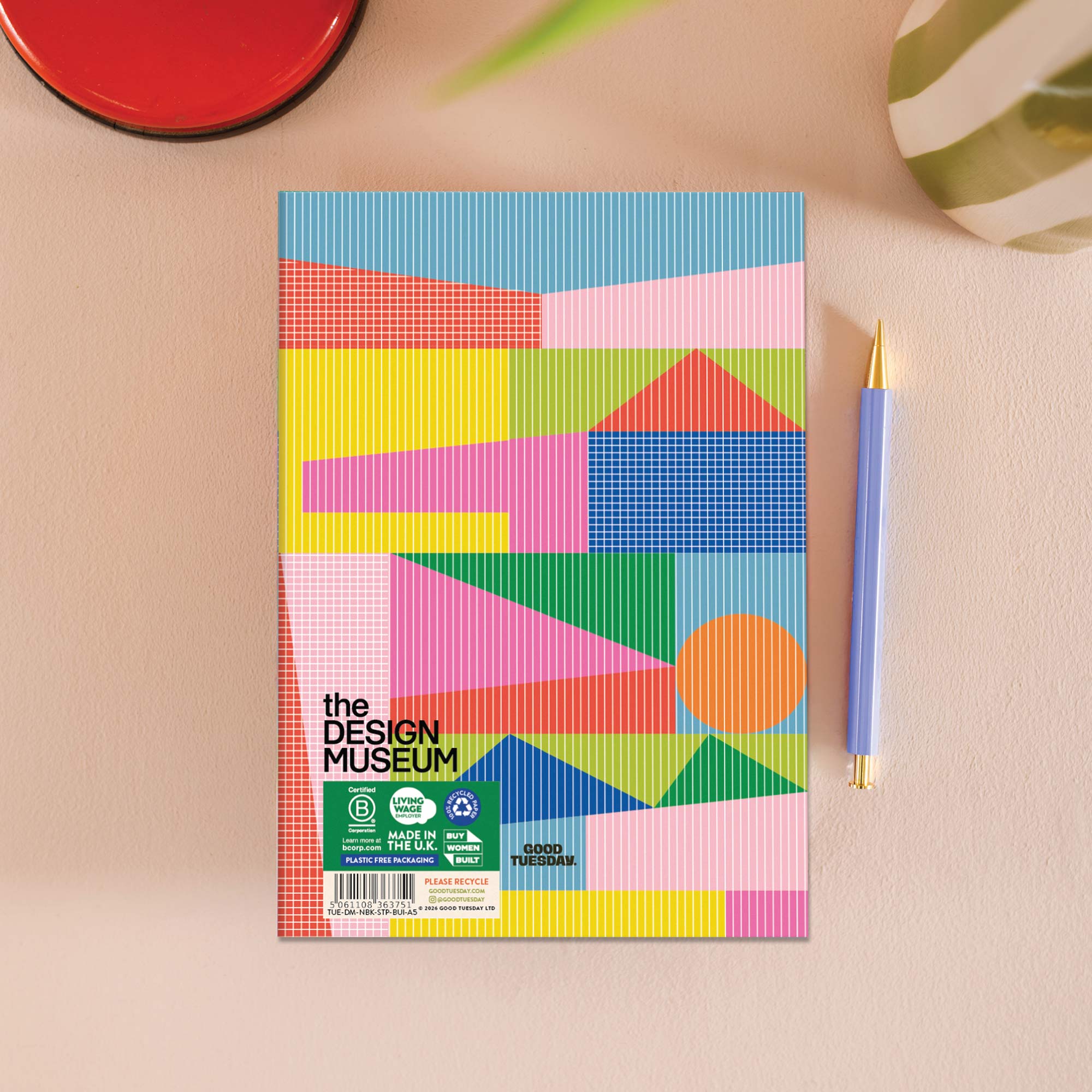 A5 Building Design Museum Notebook, back cover, 100% recycled paper