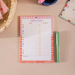 a5 daily planner pad. daily schedule. recycled paper planner. to do list.