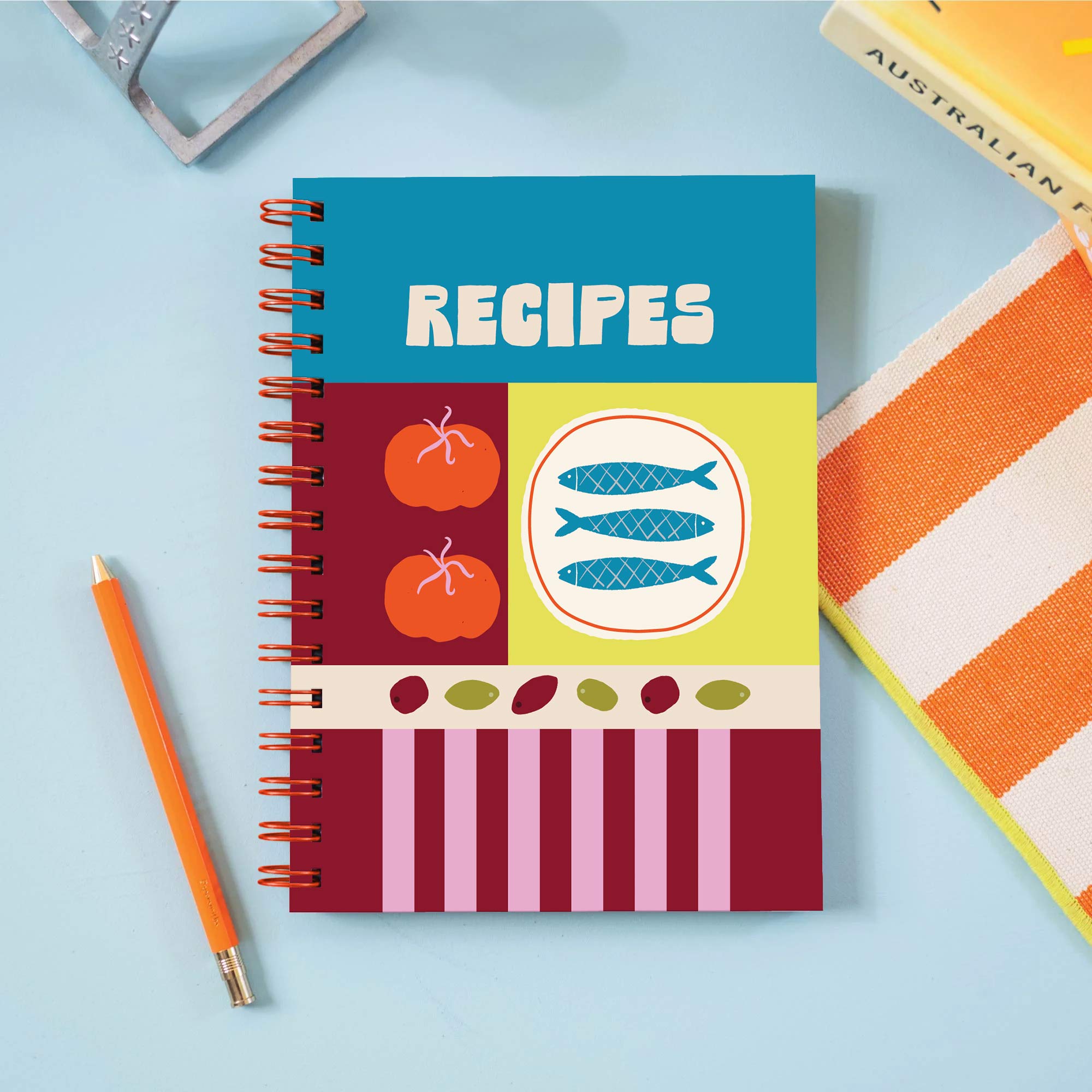 Blank Recipe Book Journal. Hardback. For Food Lovers. Dolce Vita Inspired Cover.