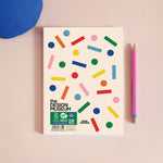 A5 Geometric Shapes Design Museum Notebook, back cover, staple binding