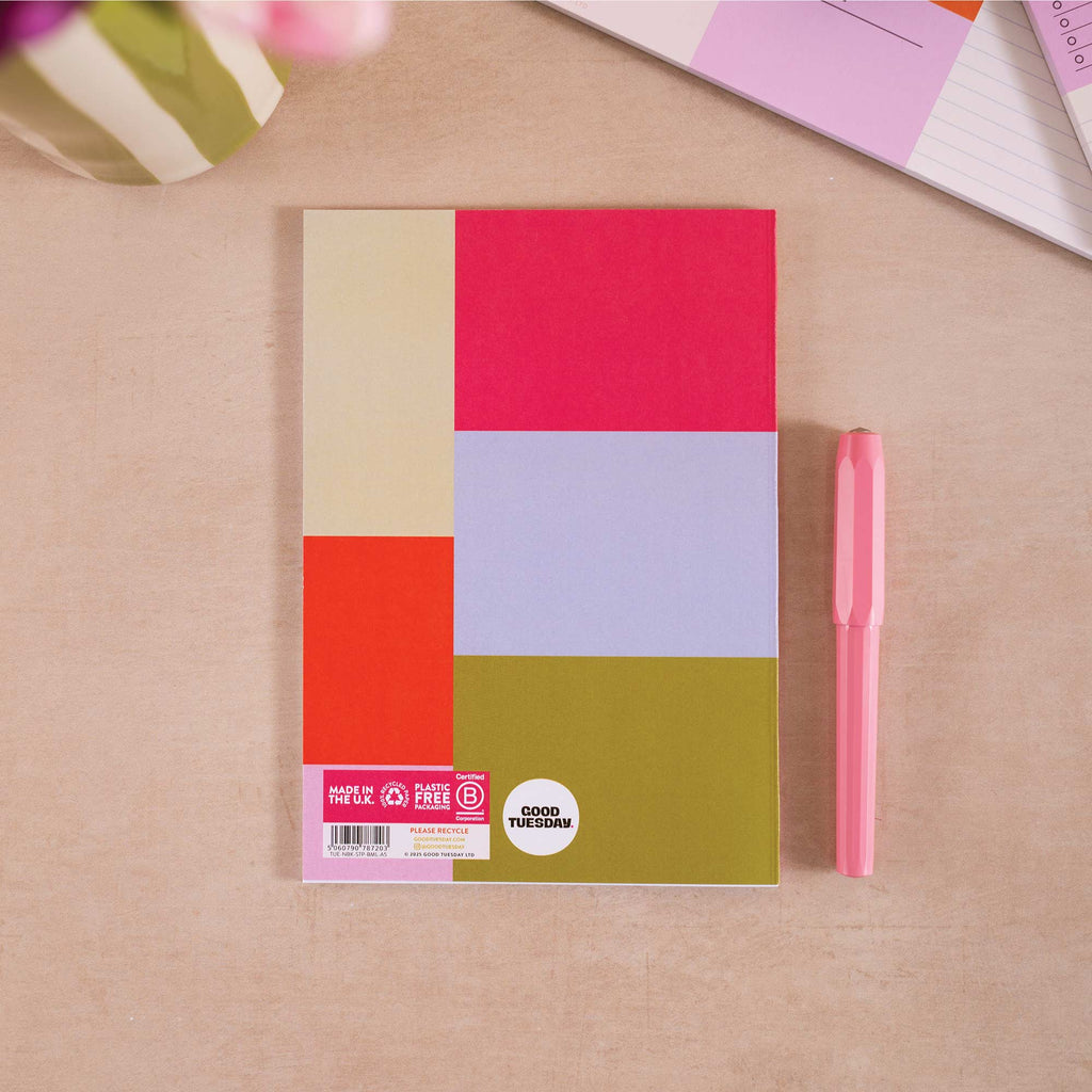 a5 lined notebook. recycled paper notebook. UK made notebook.