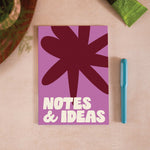 Notebook with a rich abstract design and 'NOTES & IDEAS' text. 60 pages, recycled paper.