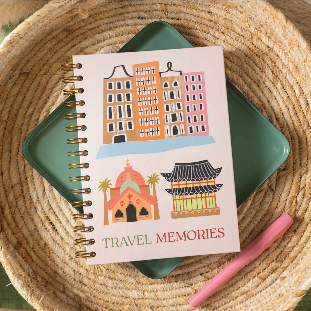 A5 Destinations Travel Journal featuring a cover design inspired by iconic landmarks, ideal for documenting travel adventures.