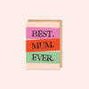 Best mum card, bold typography Mother’s Day card, recycled greeting card, eco-friendly Mother’s Day card, modern greeting card, stylish stationery UK