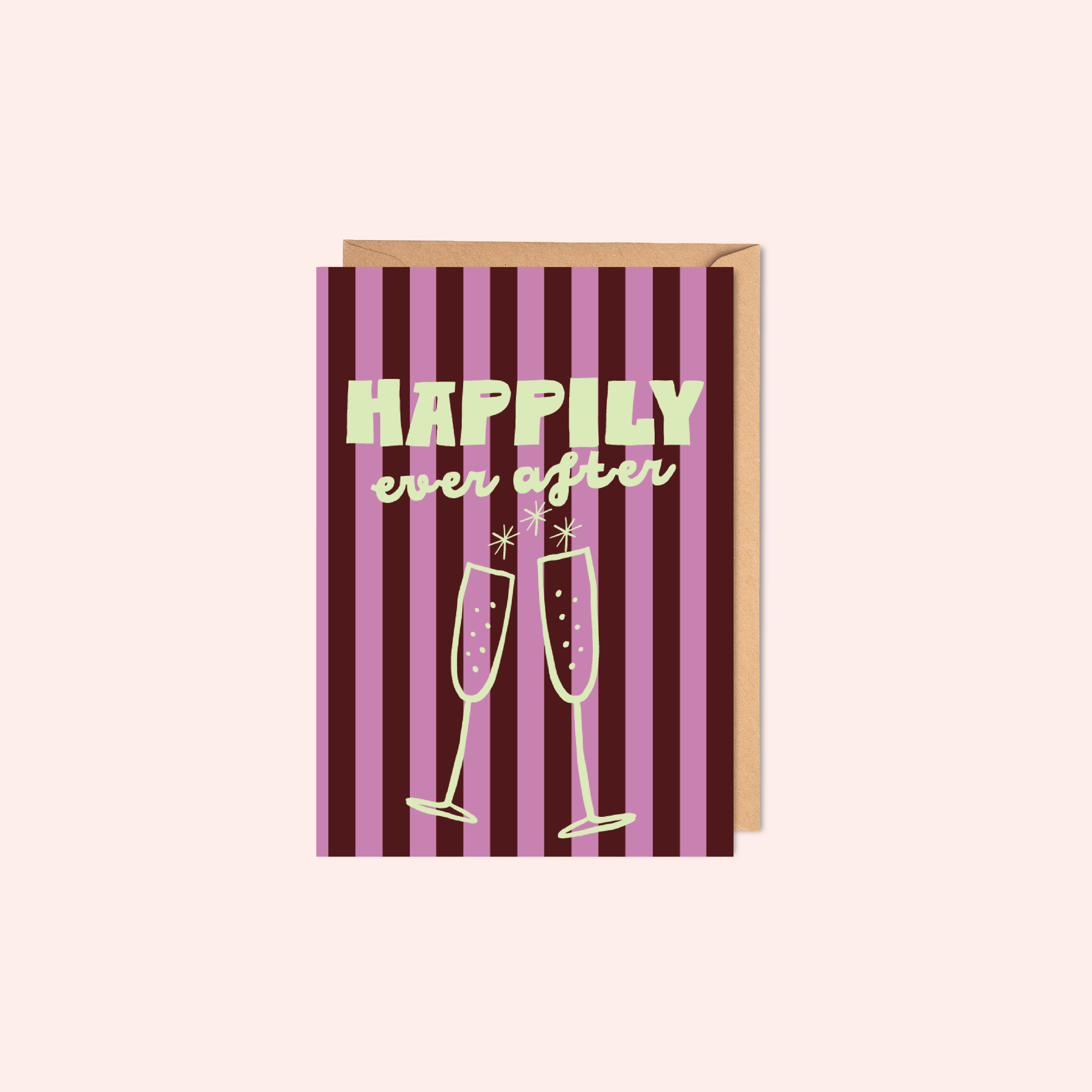 Good Tuesdays Greeting card with striped design and 'Happily ever after' for engagement