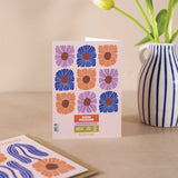 Bold floral birthday card, modern botanical birthday card, eco-friendly greeting card UK, recycled stationery, artistic hand-drawn card, blank birthday card for friends and family.