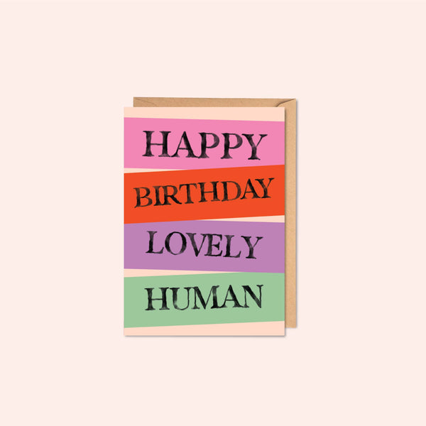 Happy birthday card for friend, bold typography birthday card, colourful birthday card, eco-friendly greeting card, recycled birthday card UK, modern birthday card, thoughtful appreciation stationery