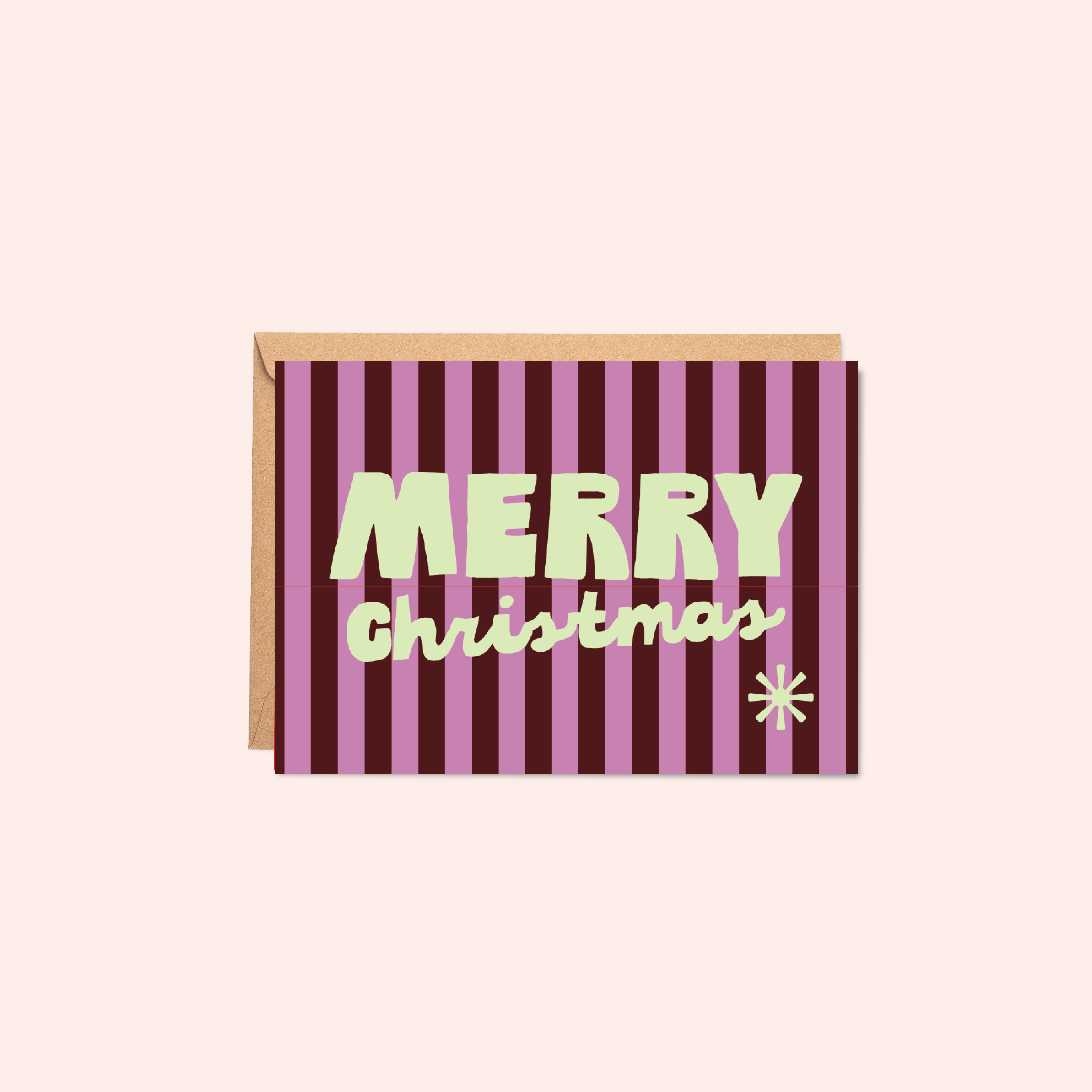 Greeting card with 'Merry Christmas' text on a striped design