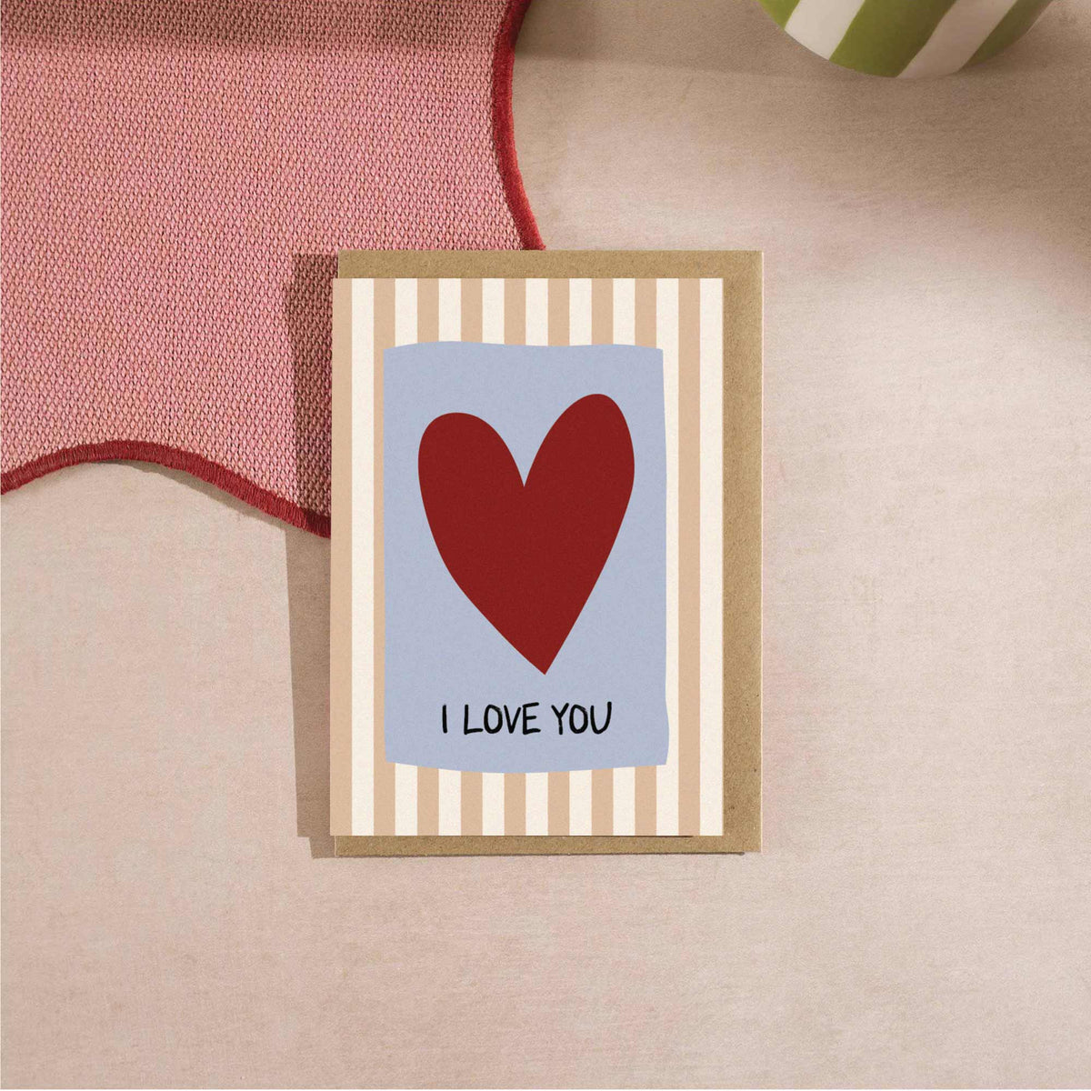 Mocha Striped Greeting Card A6