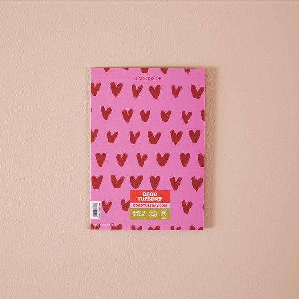 I love you greeting card, multi-occasion love card, red and pink heart card, romantic blank card, eco-friendly greeting card UK, anniversary or Valentine’s Day card, recycled stationery.