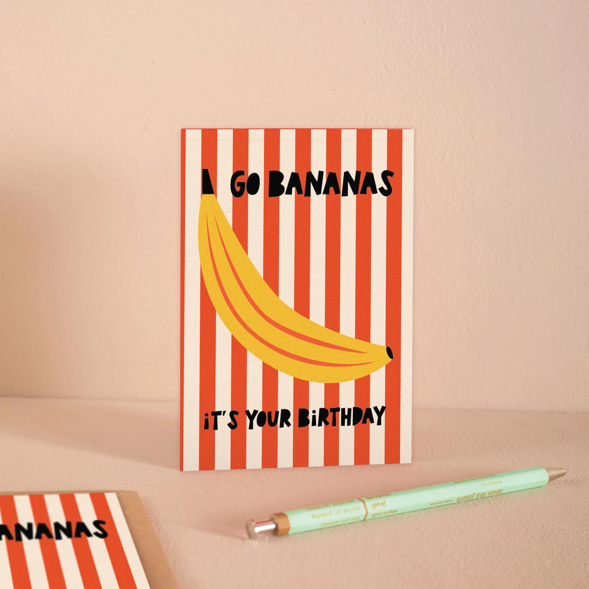 Stripy Bananas Birthday Card A6