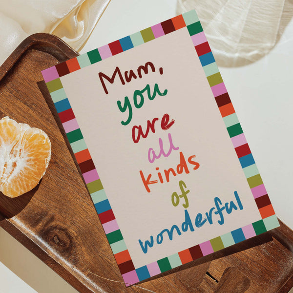 Best mum card, bold typography Mother’s Day card, recycled greeting card, eco-friendly Mother’s Day card, modern greeting card, stylish stationery UK