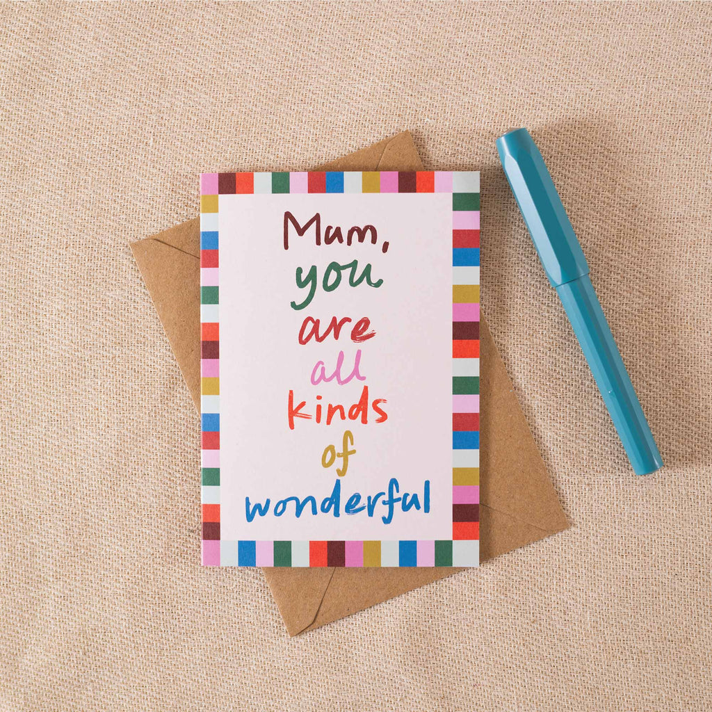 Best mum card, bold typography Mother’s Day card, recycled greeting card, eco-friendly Mother’s Day card, modern greeting card, stylish stationery UK