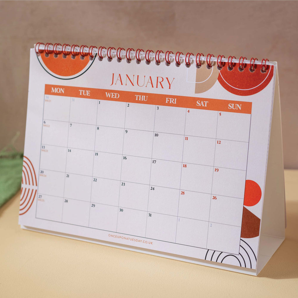 2025 freestanding desk calendar. A5. Flip Calendar. Abstract boho