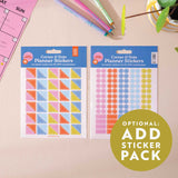 Work Hard Play Nice calendar shown with optional planner stickers