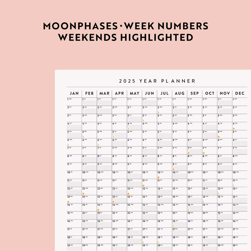 2025 minimalist wall planner on recycled paper