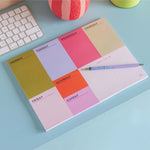A4 weekly planner pad. bold planning. colour block. 