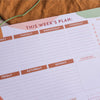 A4 weekly planner pad. weekly schedule. recycled paper. made in the UK. boho paper shapes