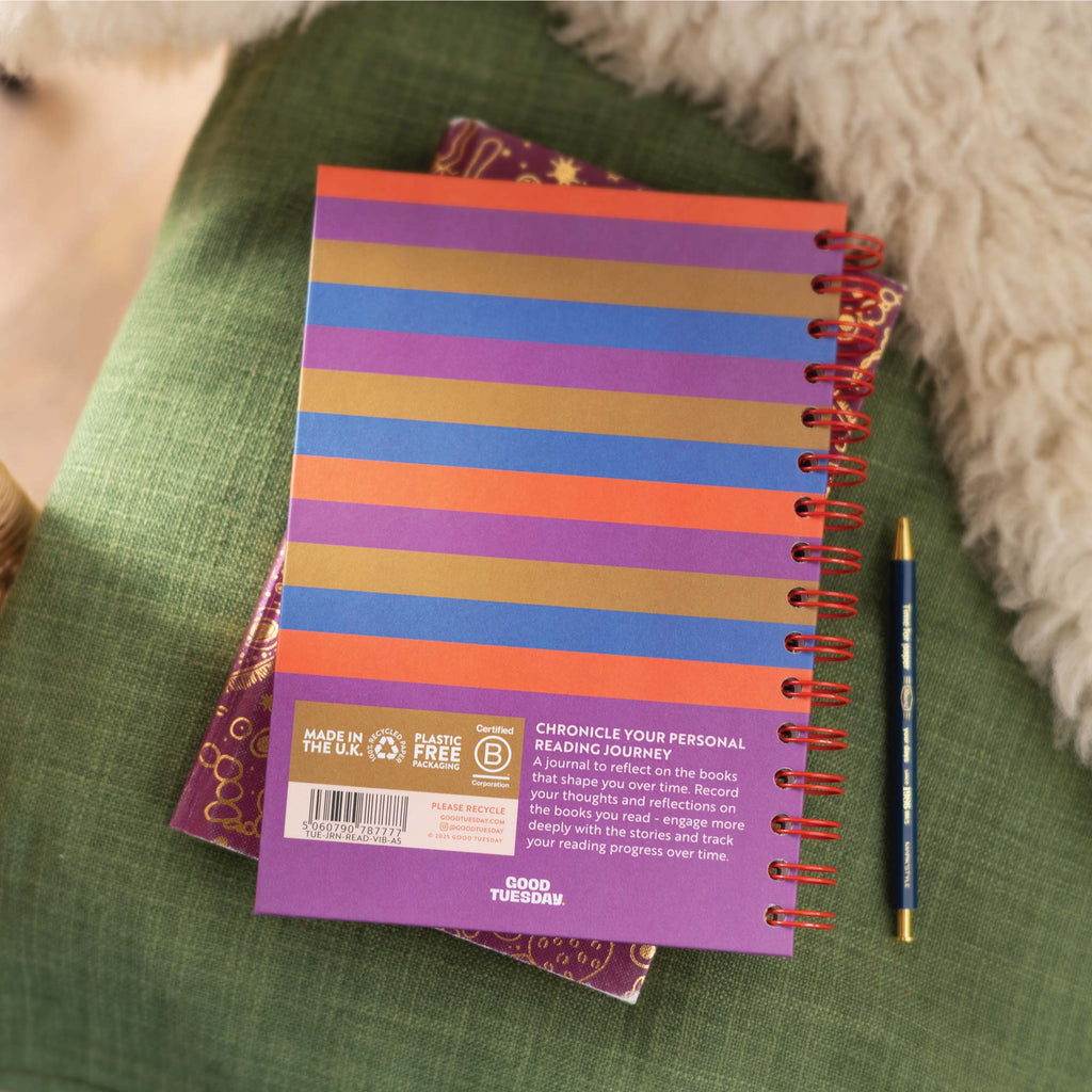 A5 Book Vibe Reading Journal with a colourful abstract cover design, ideal for tracking and reviewing your reads.