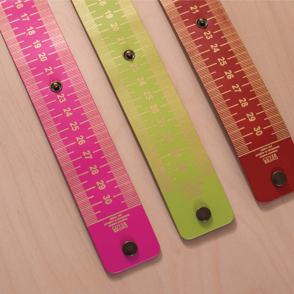 30cm Ruler. Recycled Leather Ruler. Handmade in the UK.