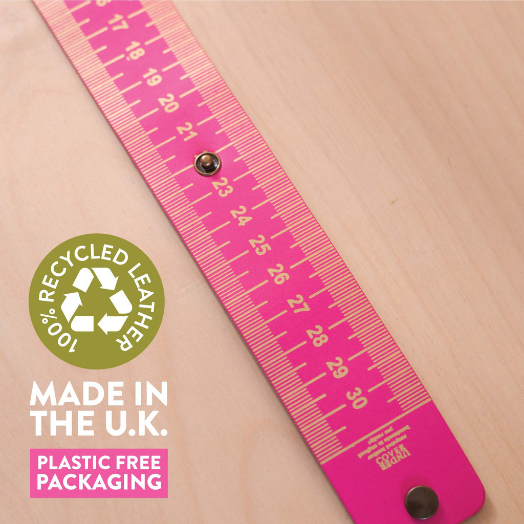 30cm Ruler. Recycled Leather Ruler. Handmade in the UK.