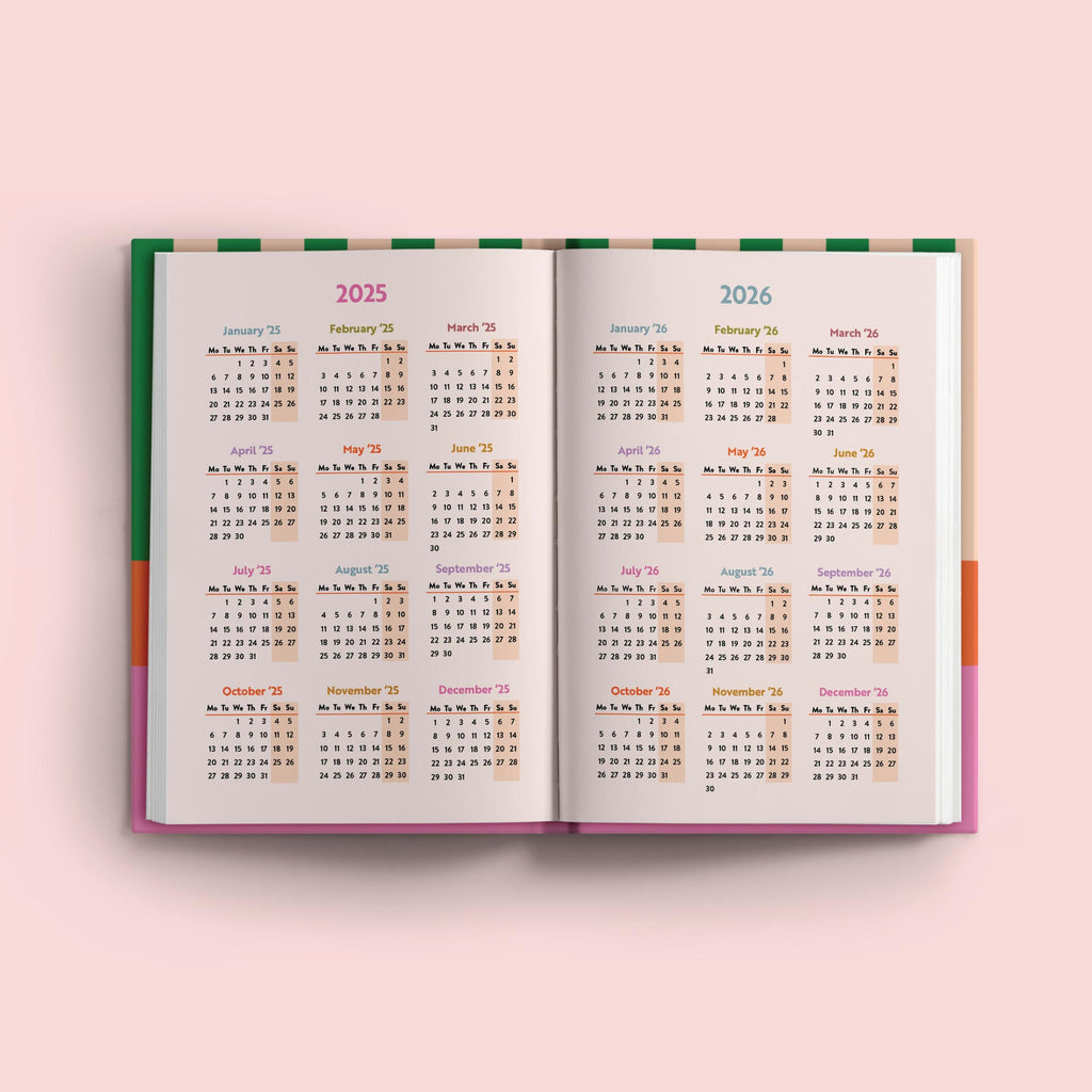 2025 week to view planner. annual diary. 100% recycled paper. made in the UK.