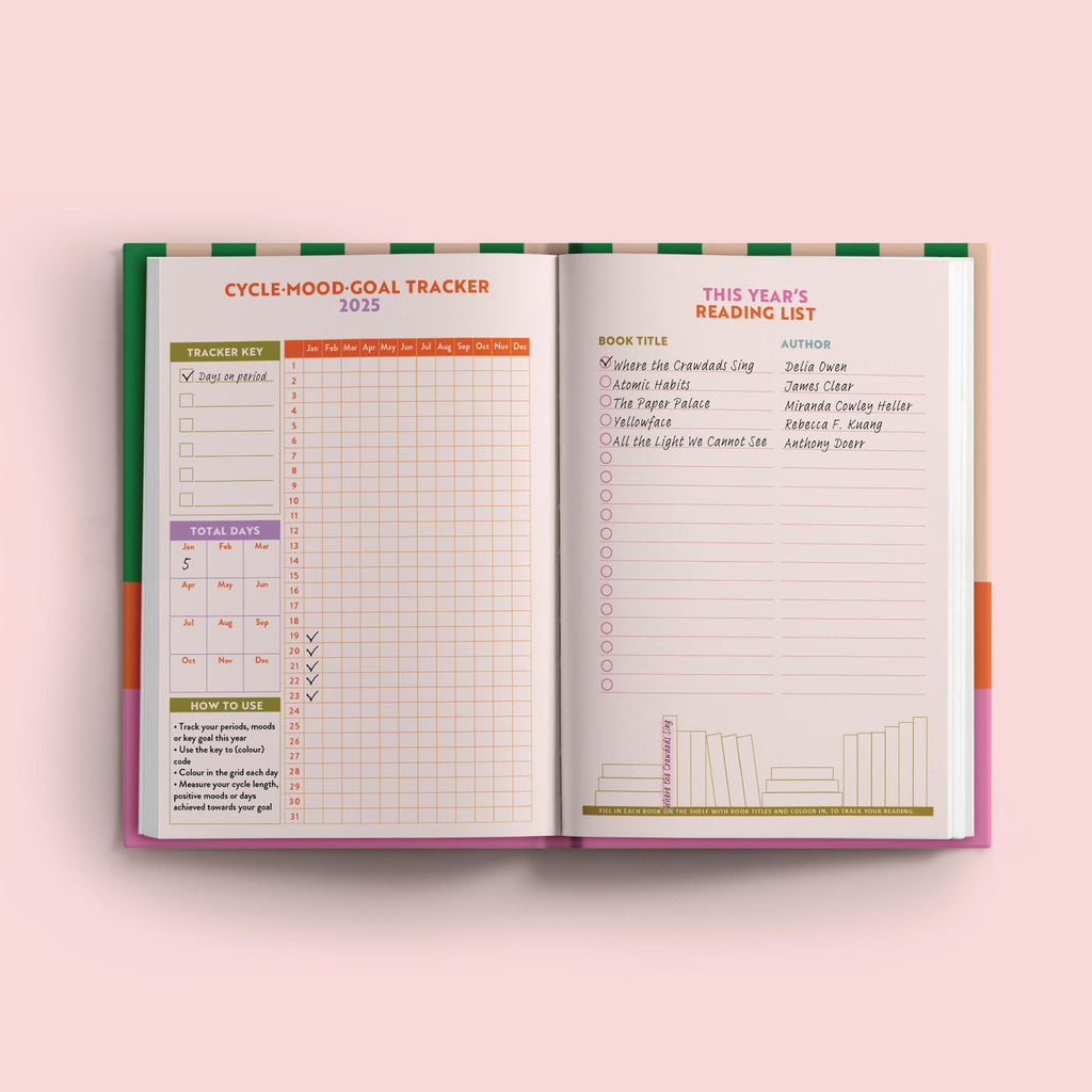 2025 week to view planner. annual diary. 100% recycled paper. made in the UK.