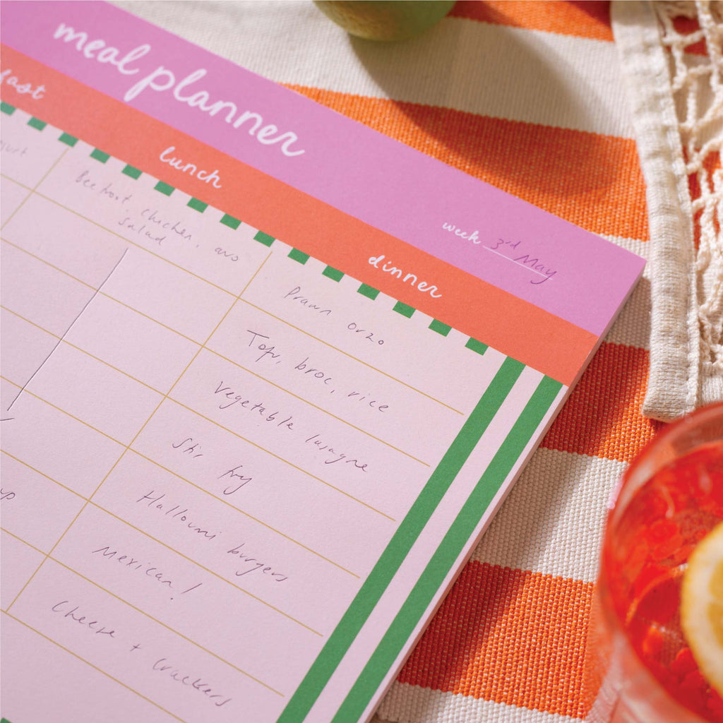 a4 weekly meal planner. magnetic meal planner. cabana. tropical.