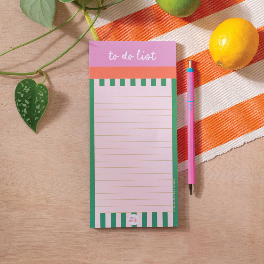 slim, compact to do list. recycled paper. priority list. colourful to do list. magnetic to do list.