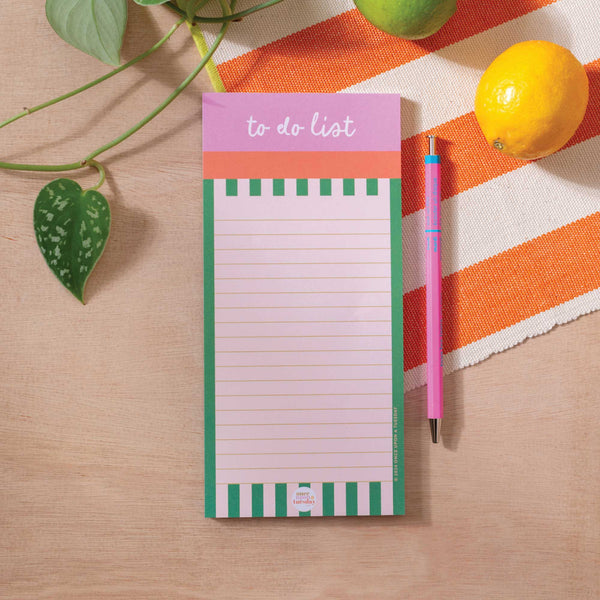 slim, compact to do list. recycled paper. priority list. colourful to do list. magnetic to do list.