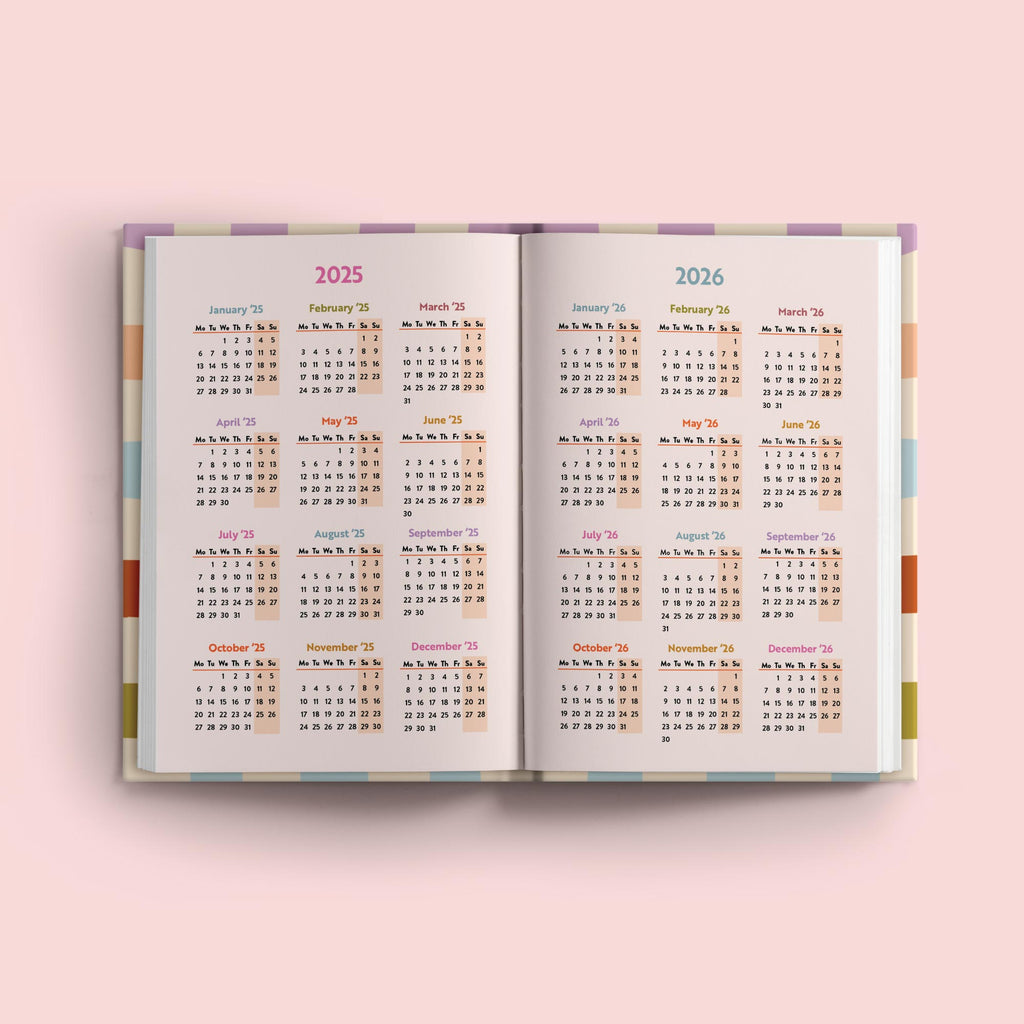 2025 week to view planner. annual diary. 100% recycled paper. made in the UK.