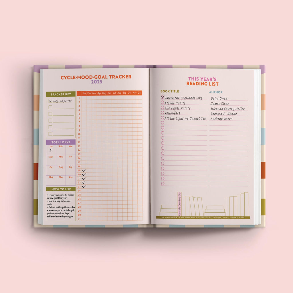 2025 week to view planner. annual diary. 100% recycled paper. made in the UK.