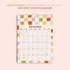 academic calendar for back to school. colourful checks and stripes. 100% recycled paper.