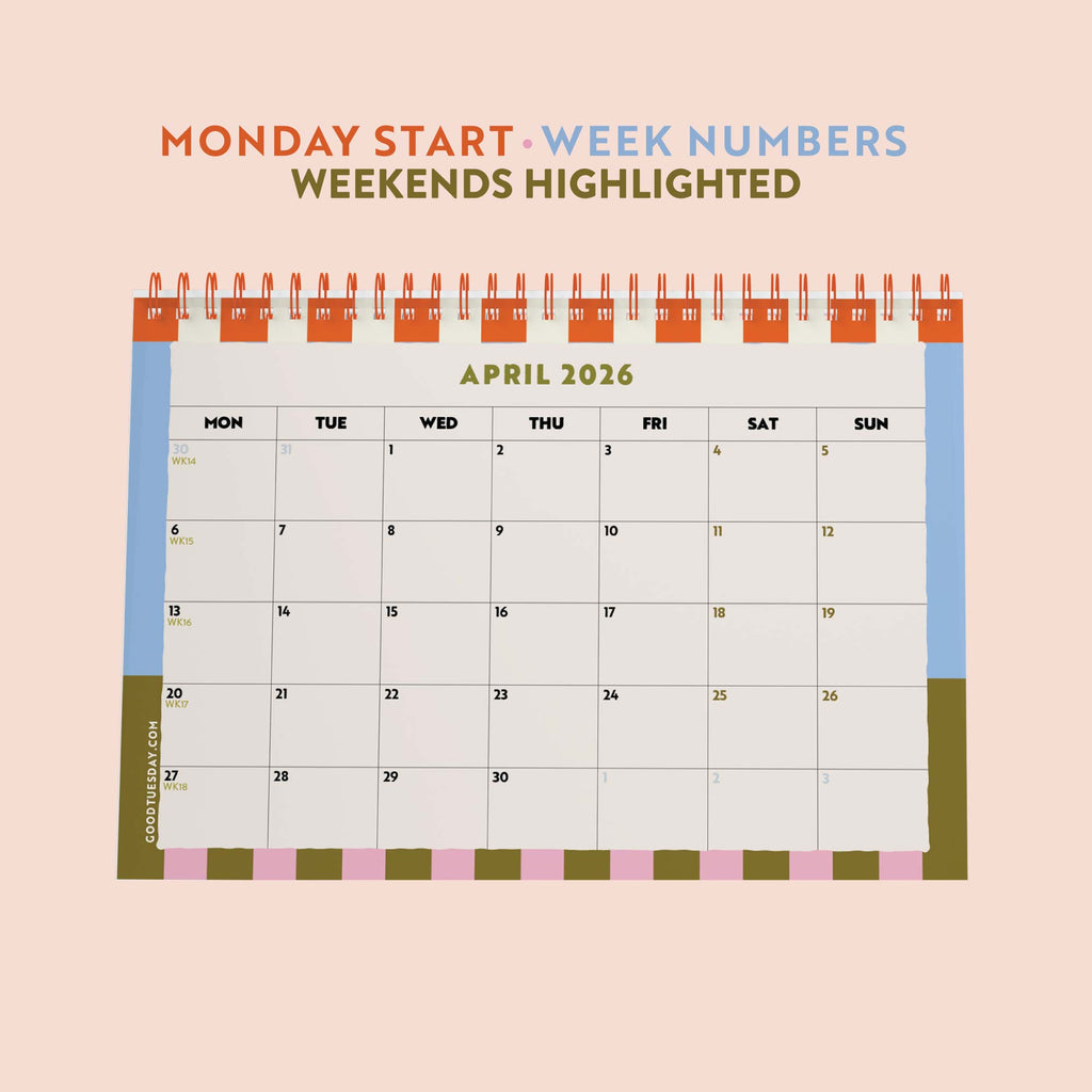 Monthly page layout showing clean date grid and August start