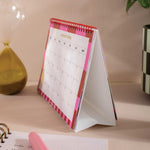 Side view of the 2025–2026 Academic Desk Calendar – Flip August Start, showcasing its durable spiral binding