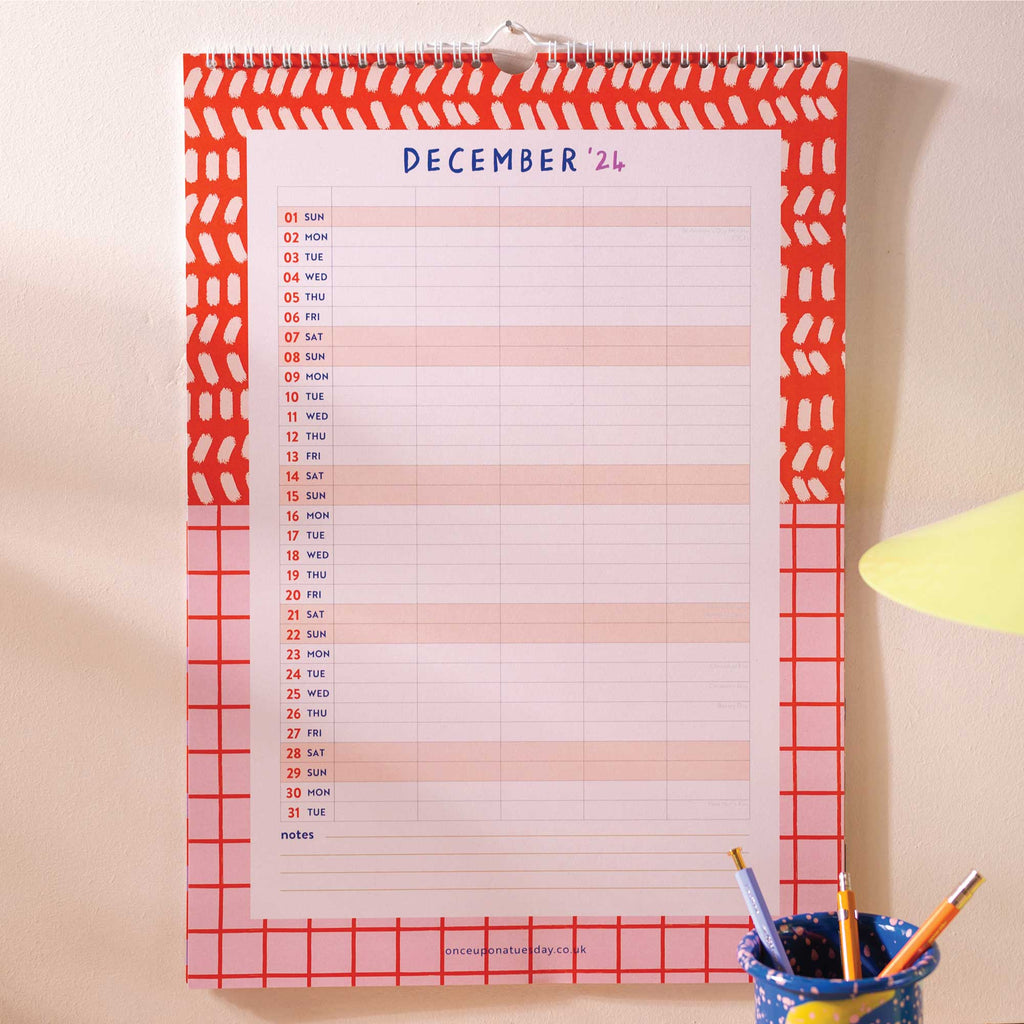 5 column family planner. academic year planner. 2024-2025 family calendar. 100% recycled paper. made in the UK. Colourful and bold planner.