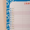 Close up of the 2025-2026 academic year family planner. Showing the highlighted weekends.