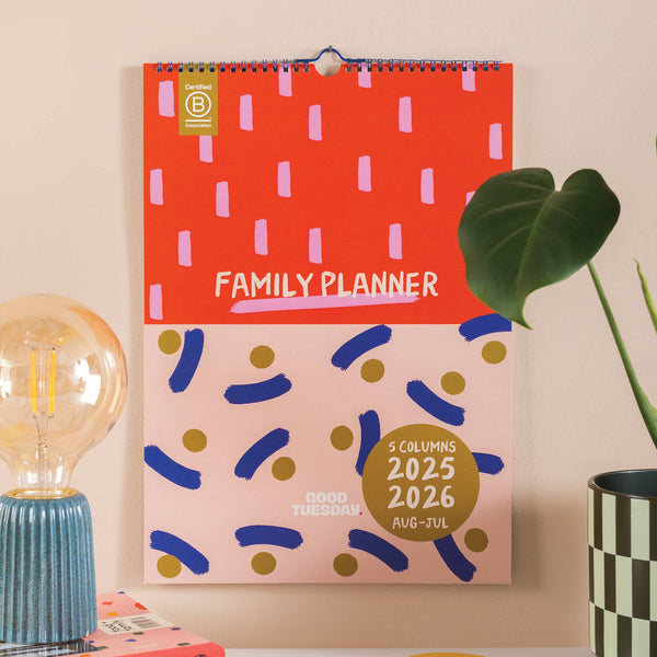 A3 Family Calendar 2025–2026 Cover – Bold 5 Column Layout for Academic Year