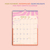 Close-up of Colour Flow A4 Academic Calendar Layout – Monthly Grid with Week Numbers and Holidays